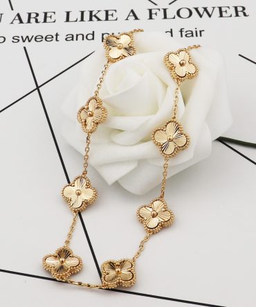 Fashion Boutique Jewelry Ten Flowers Clover Jewelry 18k Gold Plated Jewelry Women's Necklace Set Gold Filled Jewelry Set